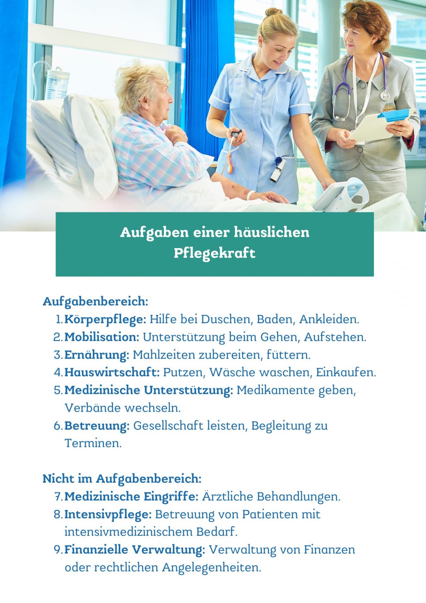 Aufgaben einer häuslichen Pflegektraft