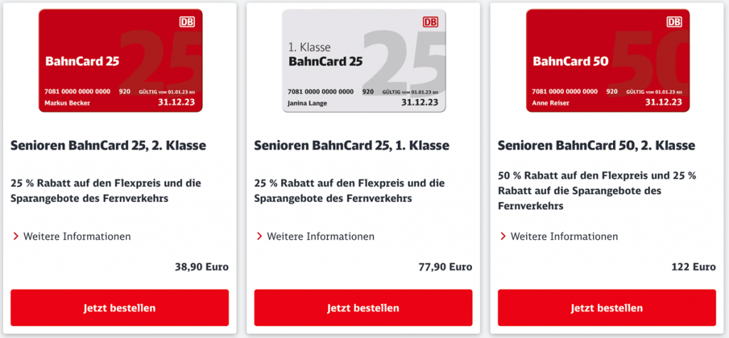 Bahncard Preise