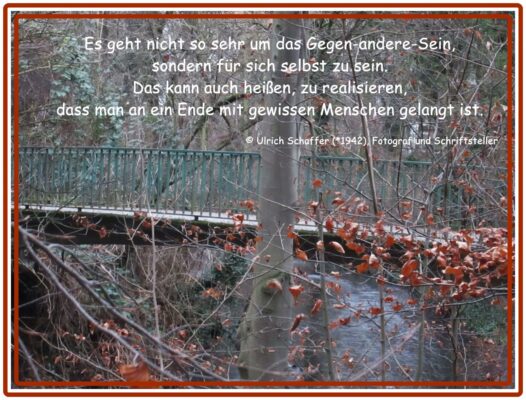 es geht nciht so sehr um das Gegen-andere-sein.... u. schaffer