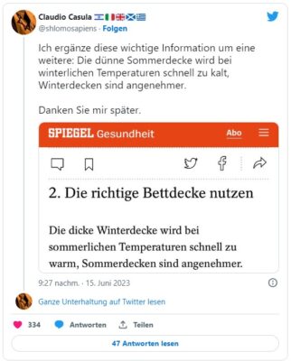 Spiegel Bettdecke