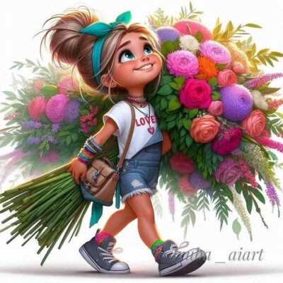 IMG_4726.JPG Mädchen mit großem Blumenstrauß